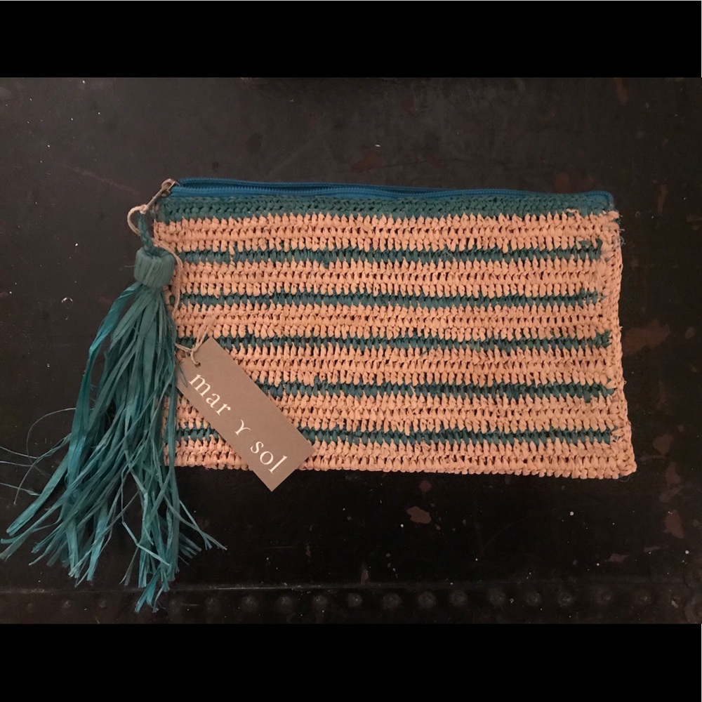 Mar Y Sol Kyle Clutch Aqua Striped